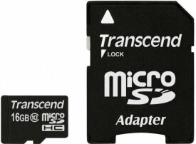 Transcend MicroSDHC 16GB Class 10 + SD-adapter